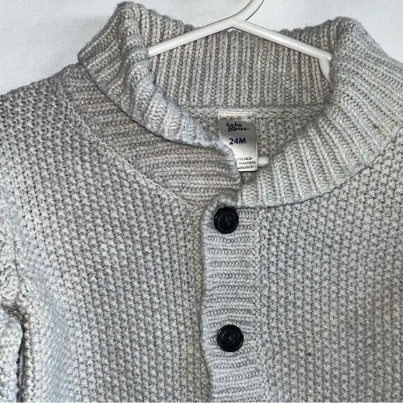 Kid's Baby B'Gosh Grey Knit Cardigan Sweater - Picture 4 of 8